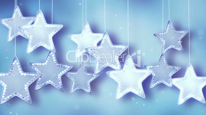 blue hanging stars christmas lights loop