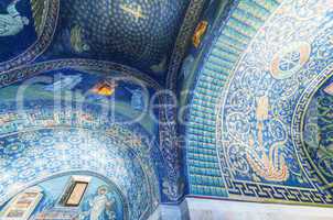 RAVENNA, ITALY - SEPTEMBER 9, 2014: Ceiling Mosaic of the Galla