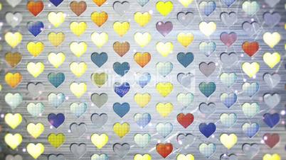 colorful flashing heart shapes loopable background