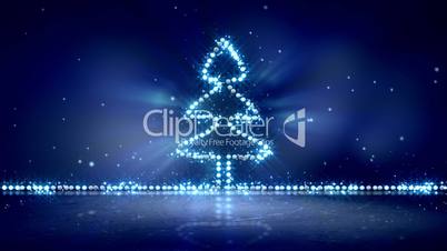 christmas tree glowing blue lights loop background