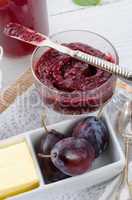 breakfast with plum jam