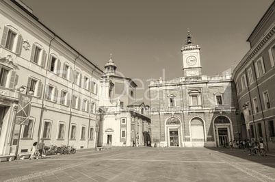 RAVENNA, ITALY - SEPTEMBER 9, 2014: Tourists walk in Piazza del