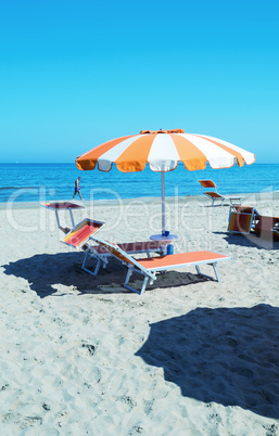 Colorful umbrellas on a sandy beach