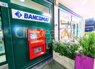 RICCIONE, ITALY - SEPTEMBER 7, 2014: ATM machine on a city stree