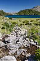 Mountainous lake d'Aumar in the French Pyrenees