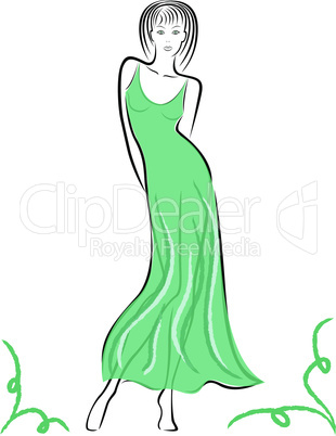 Graceful lady in turquoise gown