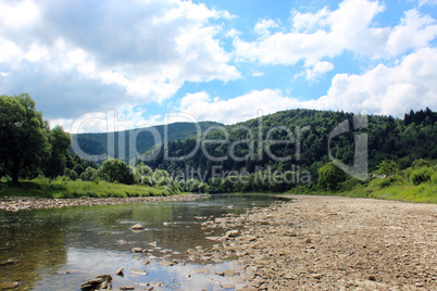 speed mountainous river in Carpathian mountains