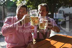 Two Bavarians sitting in a beer garden
