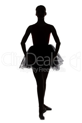 Photo of young ballerina in position