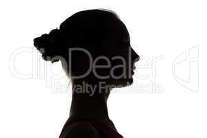 Silhouette of teenage girl's head