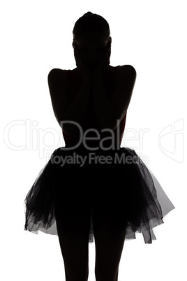 Silhouette of surprised dancer girl