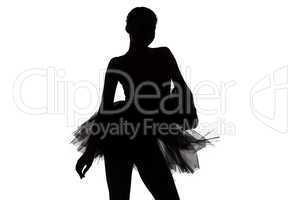 Silhouette of young dancer girl