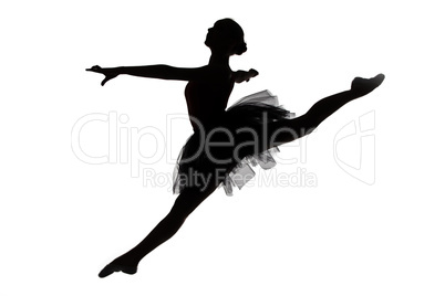 Photo of young ballerina in jump