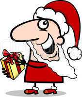 santa with present cartoon illustration