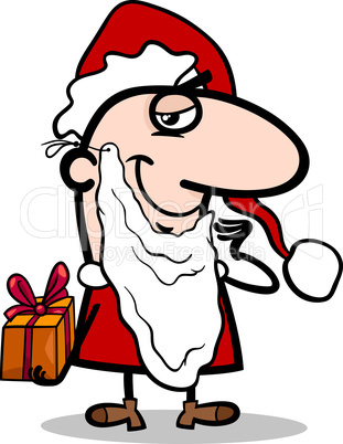 santa with gift cartoon illustration