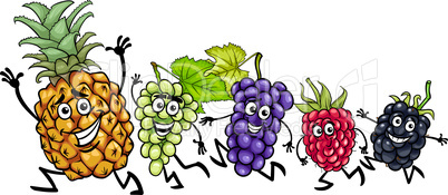 running fruits cartoon illustration