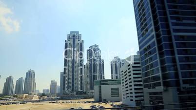 Tracking shot of Dubai city from Dubai Metro, United Arab Emirates