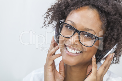 African American Girl Listening to MP3 Player Headphones