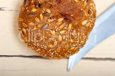 organic bread over rustic table