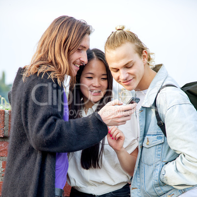 Man showing couple message on your smartphone