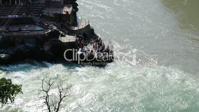 Locked-on shot of Devprayag view at confluence of Alaknanda and Bhagirathi River