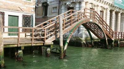 Pan shot of a bridge over a canal