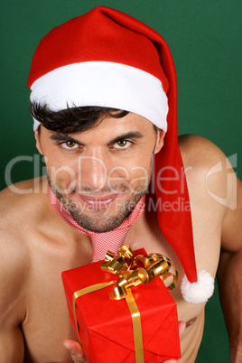 Sexy Santa Claus with present