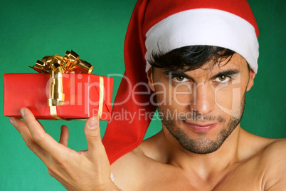 Sexy Santa Claus with present