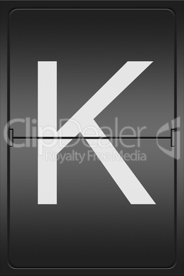 Letter K on a mechanical leter indicator