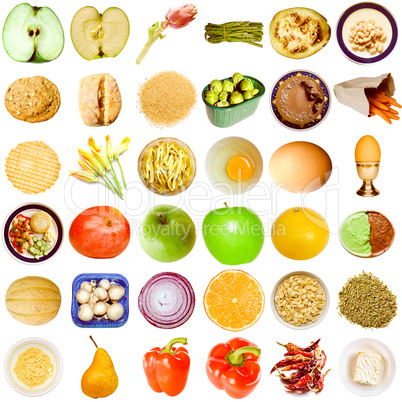 Retro look Food collage isolated