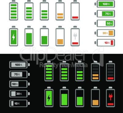 simple battery icon set