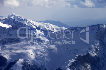 Off-piste slope at evening