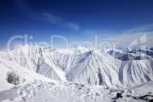 Snowy mountains at nice sun day