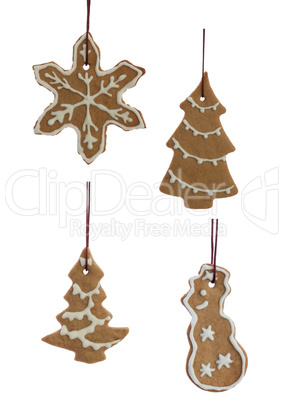Set of Hanging Decorated Ginger Bread Cookies