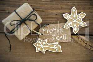 Frohes Fest on a Banner with Christmas Decoration