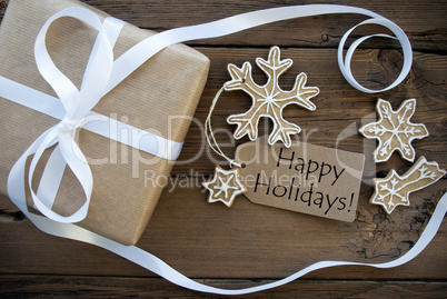Natural Christmas Background with Happy Holidays Label