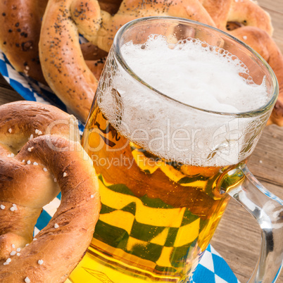 homemade pretzels and beer