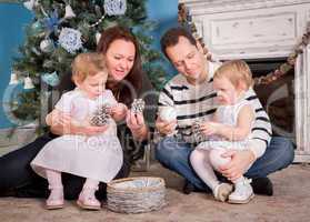 Happy Family and Christmas Tree