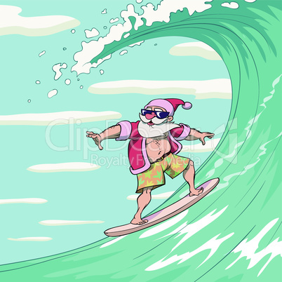 Surfing Santa Claus