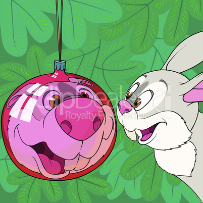 Rabbit and Christmas ball
