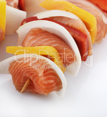 Salmon Kebab With Vegetables