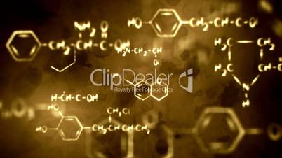 flying chemical formulas loopable grunge background