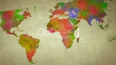 watercolor world map animation