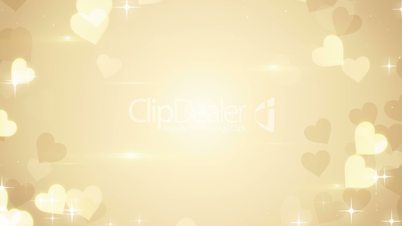 gold heart shapes on bright background loop