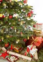 christmas tree with many presents