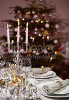 laid table christmas tree vertical format