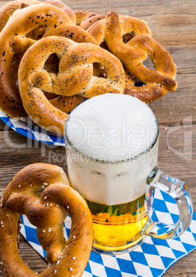 homemade pretzels and beer