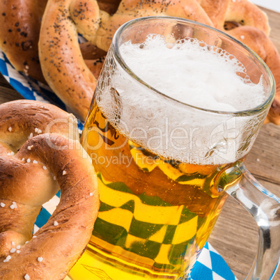 homemade pretzels and beer