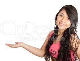 girl holding blank copy space