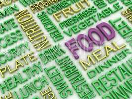 3d imagen Food concept word cloud background